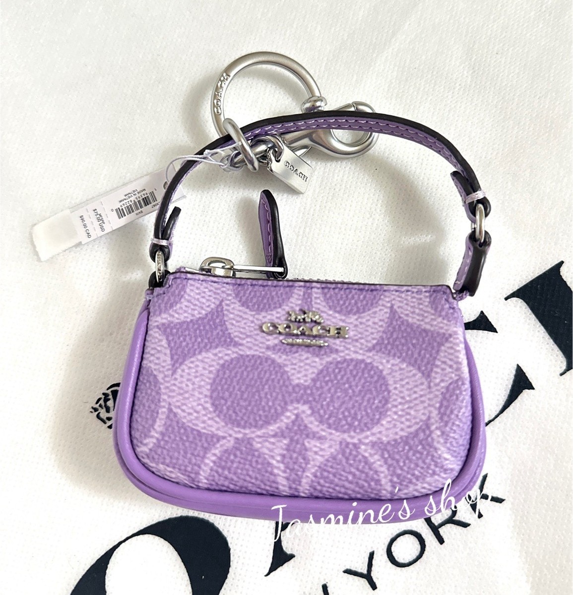 COACH ★Mini Nolita バックチャーム 在庫確認ください CX067 NWT Coach Mini Nolita Bag Charm Iris Signature Canvas CX067