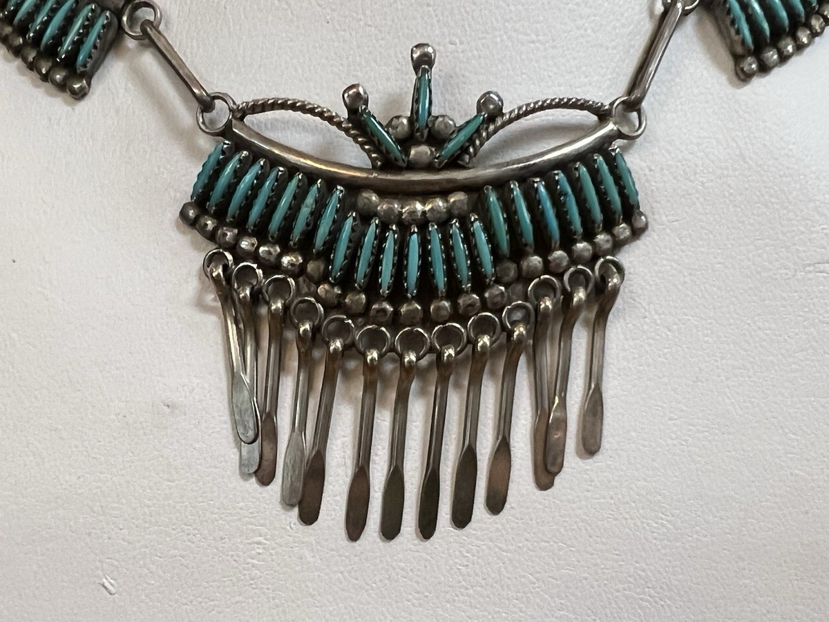Lateyice Zuni Needle Point Necklace Turquoise Sterling Silver View 4