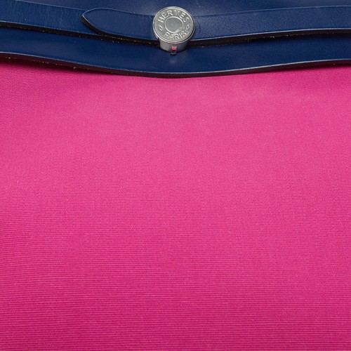 Hermes Magnolia/Blue Saphir Toile Canvas and Vache Hunter Herbag Zip 31 Bag - Bild 6 von 9