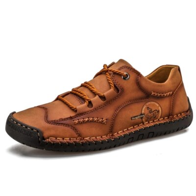Men's Lace-up Loafers Handmade Low Top Casual Shoes Comfortable Flat Sneakers