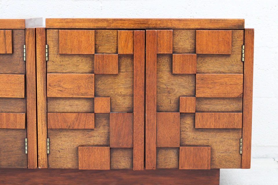 Consola de TV Lane Brutalist personalizada (mesas de noche) Mid-Century moderna Paul Evans Foto 3 de 4