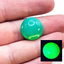 18mm Uranium Glass Cabochon Round Green Opal Gold Foiled Czech Half Dome