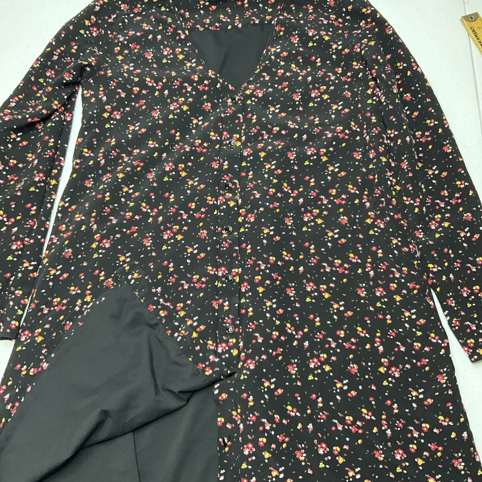 Vestido camisero Madewell Et Sezane de seda Elly negro estampado floral Ditsy talla XXS Foto 4 de 4