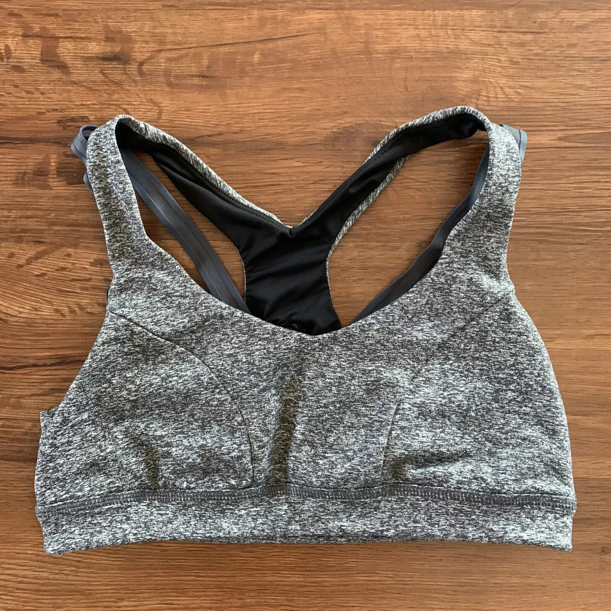 womens zella sports bra size m gray strappy euc