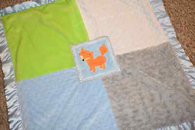 H4 WOW 30x30 AD Sutton & Sons FOX Minky Dot Plush Velour Satin Crib Baby blanket