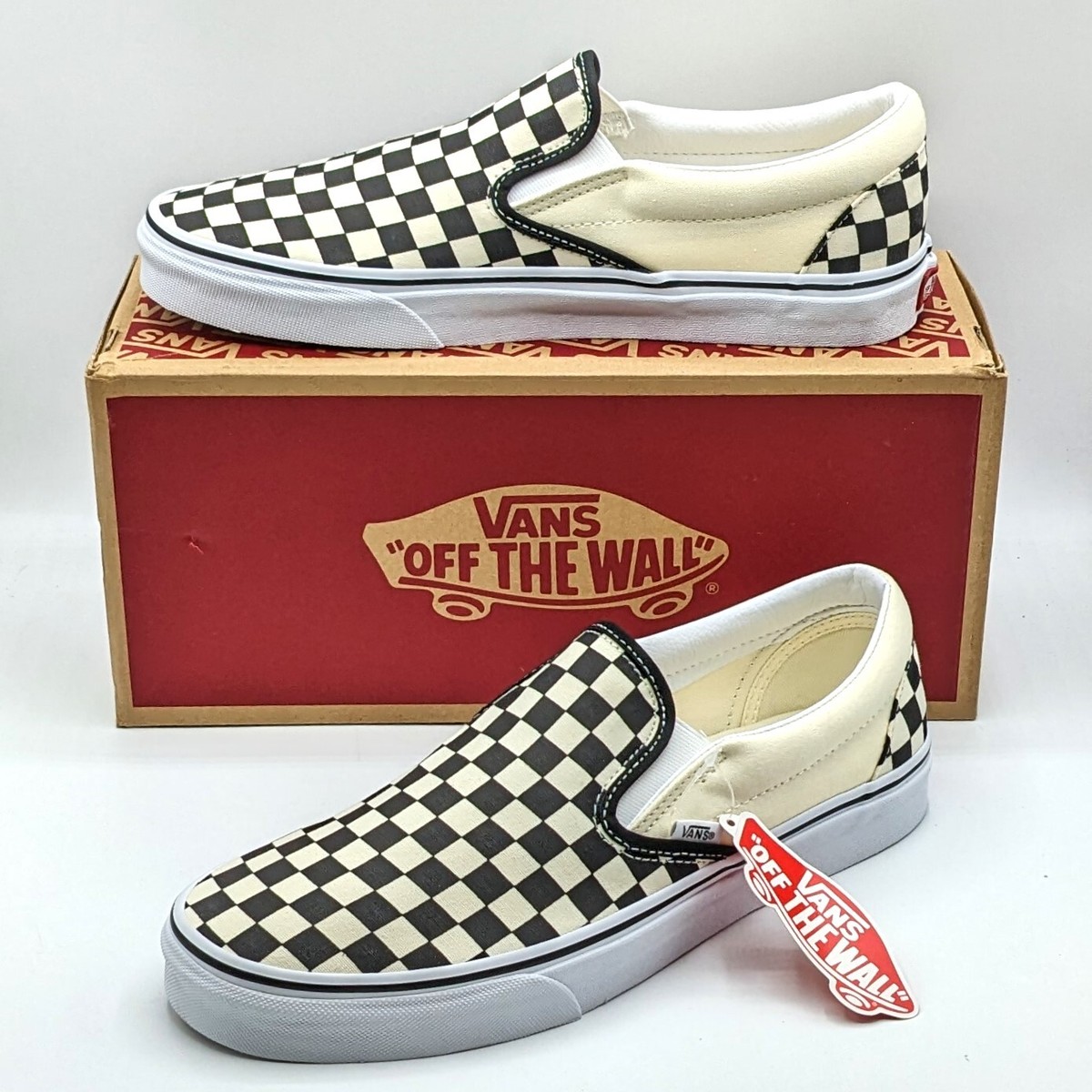 Vans Off The Wall Checker Board Slip On Skate Shoes Men\'s Size 10.5 Vans | Classic Checkerboard Slip-On Black/Pewter Shoe main image 4