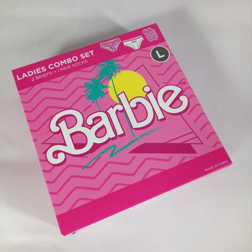 Barbie Ladies Underwear Gift Set 2 Briefs + 1 Pair Socks Size Large