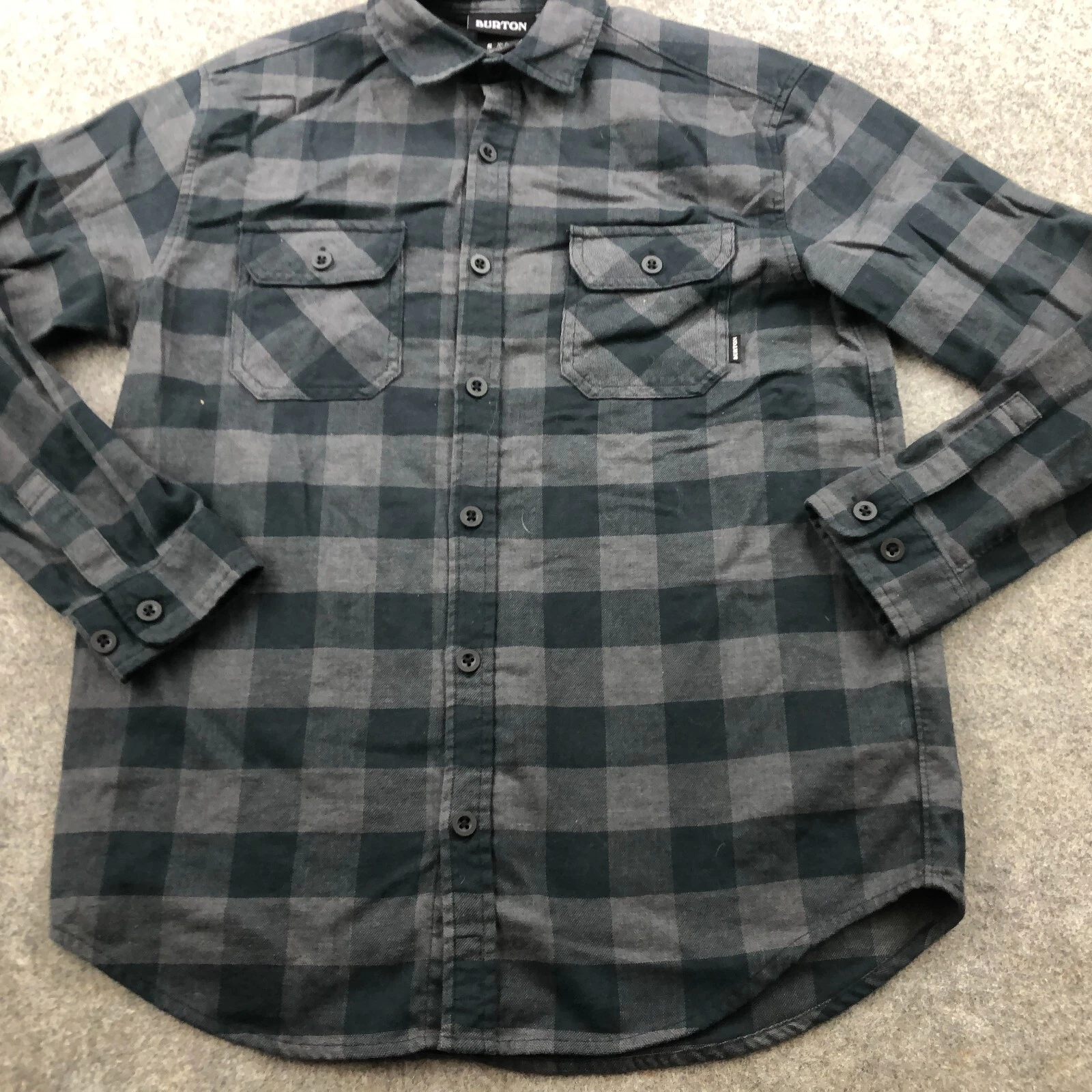 burton check flannel cotton polyester button up shirt