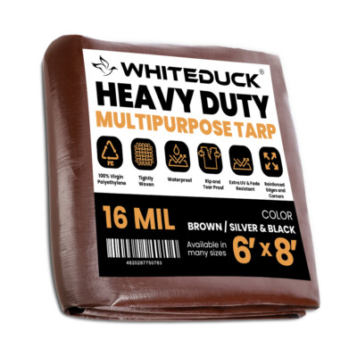 White Duck 16 MIl Poly Tarps Brown Durable Boat Cover Waterproof Tarps Cover