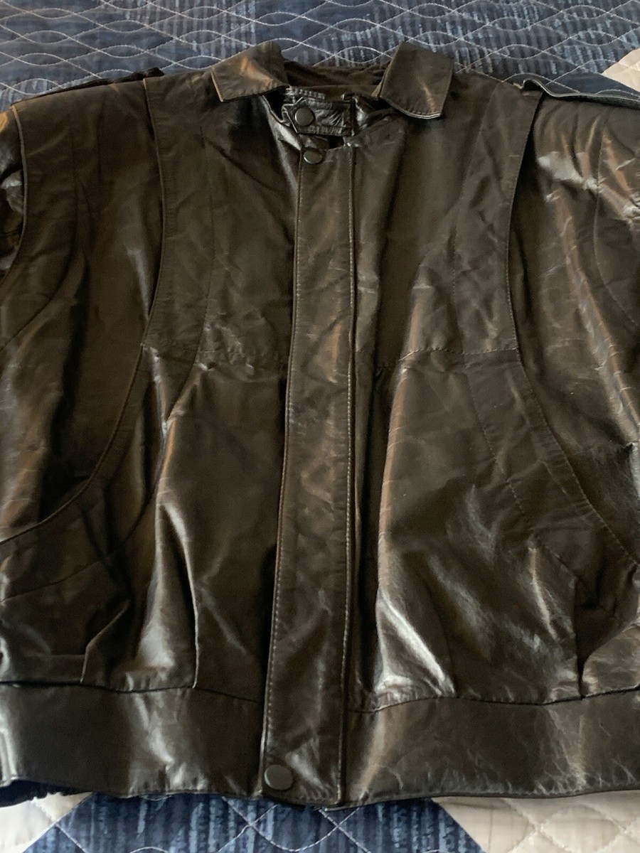 BALMAIN PARIS BLACK NAPA LEATHER BOMBER JACKET FULLZIP VTG