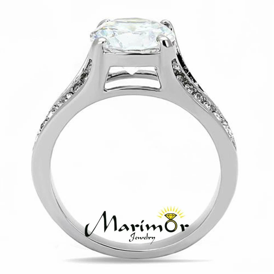 Women's 3.17 Ct Round Cut Zirconia Stainless Steel Engagement Ring Size 5-10 - Image 3 of 4