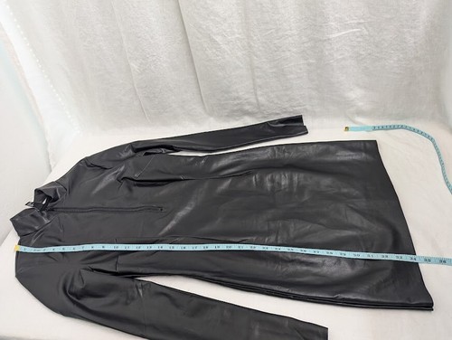 Forever 21 faux leather dress, bodycon, women's large, 3/4 zip, long sleeve D6 - Picture 9 of 10