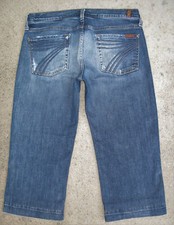 7 for all Mankind Dojo Crop Jeans Wm Sz 31 Legs Narrowed Blue Distressed Stretch