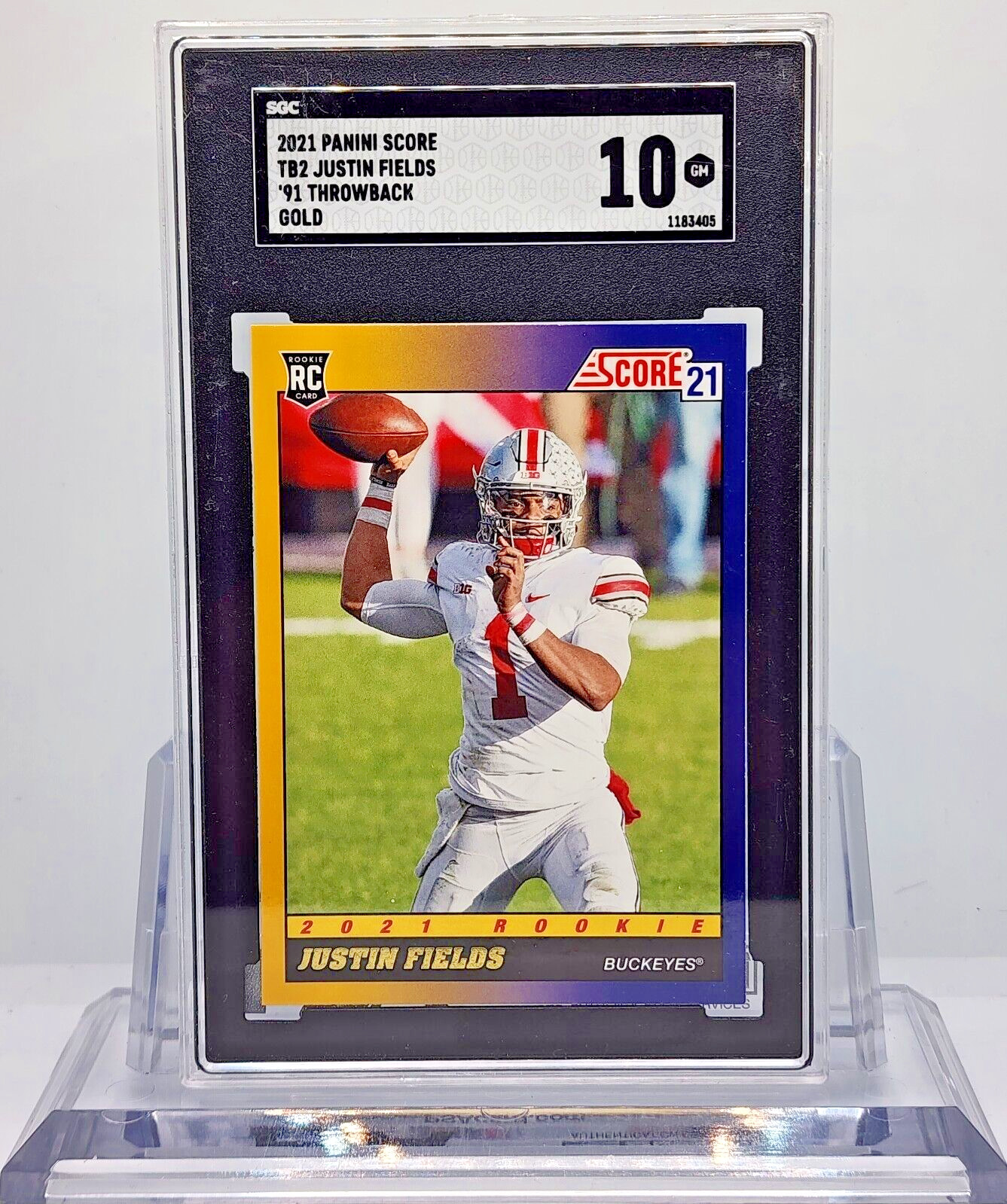 Justin Fields Panini Score 1991 Throwback #TB2 Gold