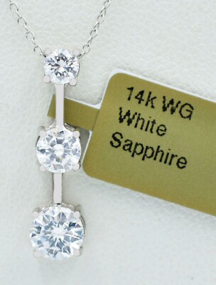 WEISSER SAPHIR 1,62 kt ANHÄNGER 14K WEISSGOLD - Neu mit Etikett