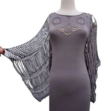 New Gray POOF Dress Women's M/L Very Stretchy Goth Fairy Festi Core