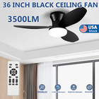 Ceiling Fans with Lights 36Inch Low Profile Ceiling Fan with Remote 3500Lm Lamps