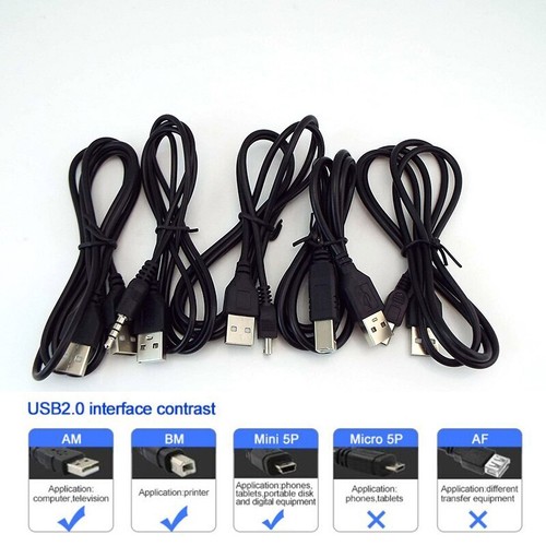 USB Type A Male To Male 3.5mm Audio Mini USB Printer Charging Cable Wire Cord - Picture 6 of 12