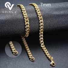 Mens Womens Chain Silver Gold Black Stainless Steel Cuban Link Chunky Necklace