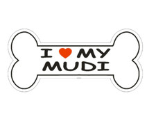 7" love my mudi dog bone bumper sticker decal usa made
