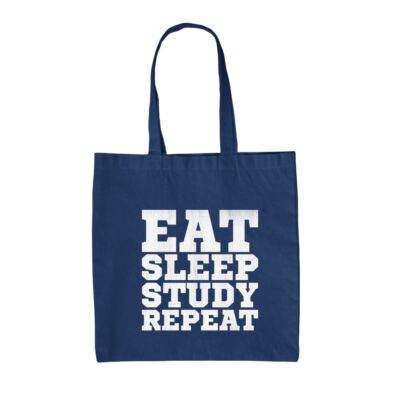 Eat Sleep Study Repeat - Canvas Tragetasche - Student Schule Prüfungen Uni College