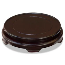 US Seller - 7 Inch Dark Brown Round Chinese Wooden Stand