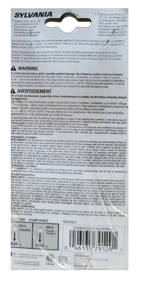 SYLVANIA MR16 LED FLOOD LAMP 35W (3 PACK) - Image 2 of 2