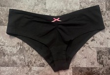 NWT VICTORIA'S SECRET PINK LARGE BLACK RUCH VINTAGE RARE CHEEKY HIPSTER PANTIES