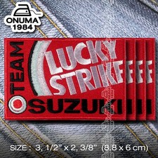 4x LUCKY STRIKE TEAM SUZUKI Patch Iron on Cloth Outfit MotoGP Lovers Motorcycle