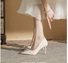 Decolte Scarpe Donna Tacco Bianco Strass Eleganti 9 cm Pelle Sintetica 41329