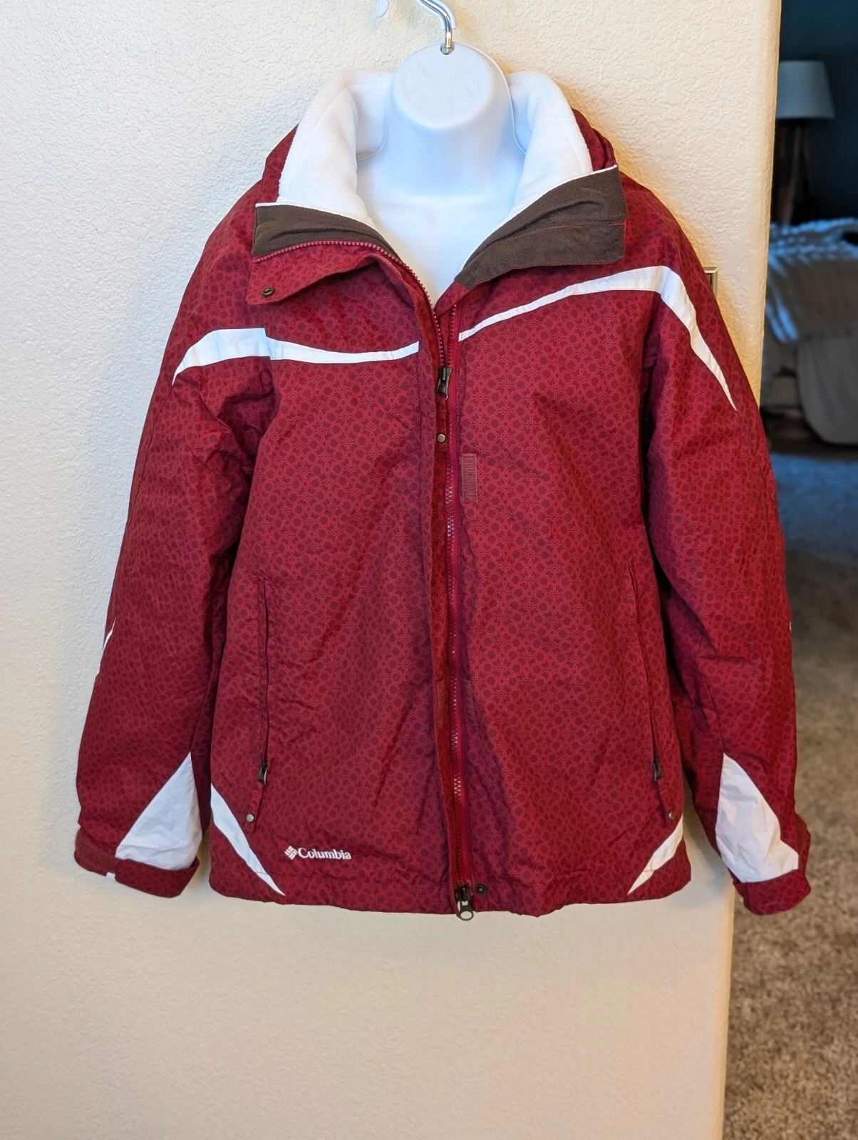 Columbia Interchangeable 3 in 1 Women's Medium Red Winter Ski Snow Jacket WP