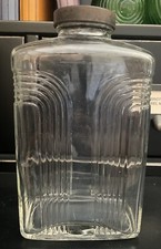 Vintage 1920 s Art Deco Clear Glass Curved Li...