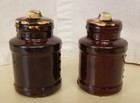 Vintage McCoy Brown Drip Milk Can Salt & Pepper Shakers with Stoppers USA — photo 7