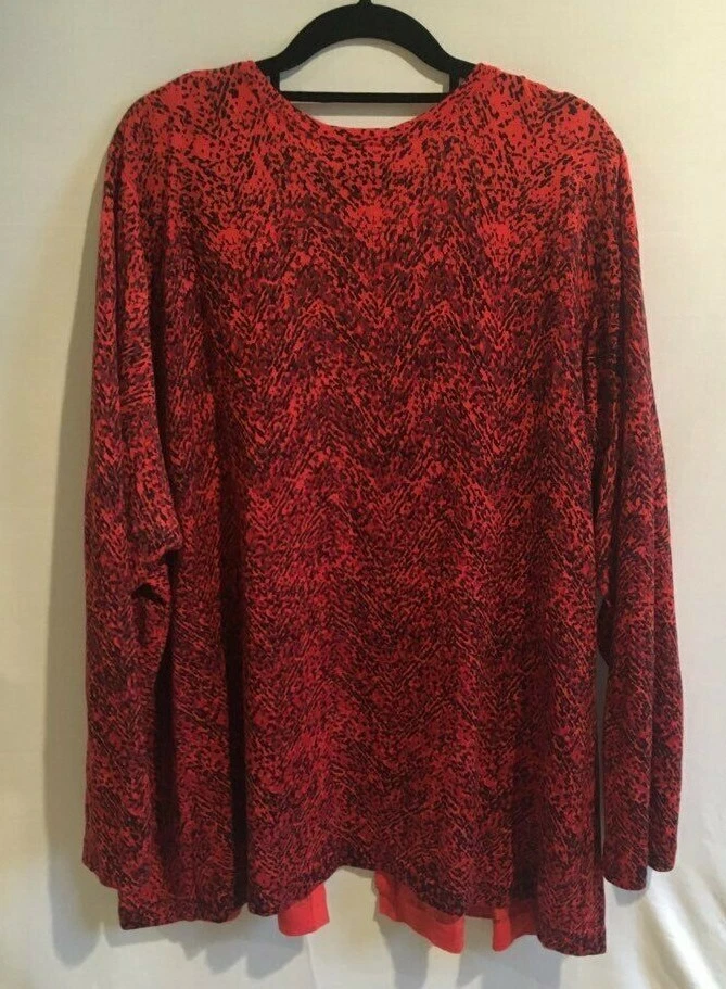 Liz & Me Red Single Button Cardigan Sweater Plus Size 3X 26/28 Rib Knit Trim - Image 2 of 3