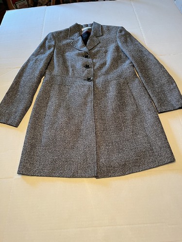 VTG Amanda Smith women's pant suit long jacket with pockets black and white SZ 4 - Picture 5 of 12