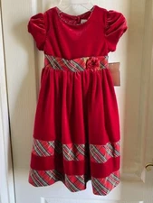 Brand New Brooke Lindsay Girls Red Velveteen Holiday Dress Size 5-6