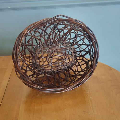 Vintage Willow Wicker Basket - Handmade Natural Décor Dark Wood Wooden Storage - Picture 8 of 10