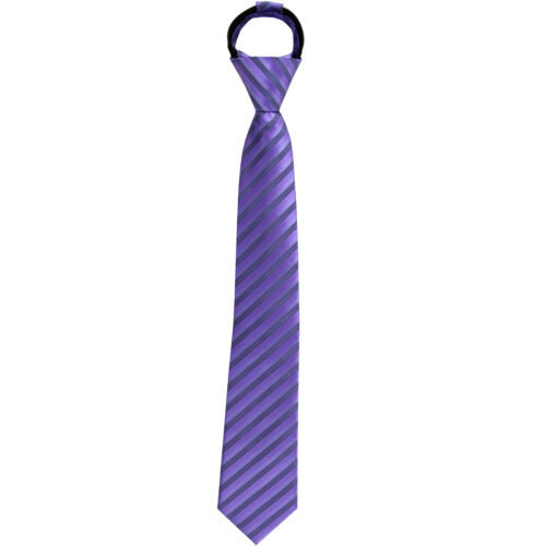 New Kids Boys Zipper Adjustable Pre-tied Necktie Lavender tone on ton stripes - Picture 1 of 1