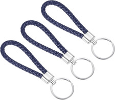 Braided Leather Keychain, Key Ring Woven Decoration Lanyard Strap for Bag Wallet
