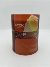 TDK DVD-R 4.7 GB Recordable CD Discs 100 Pack Spindle 1-16x Speed NEW