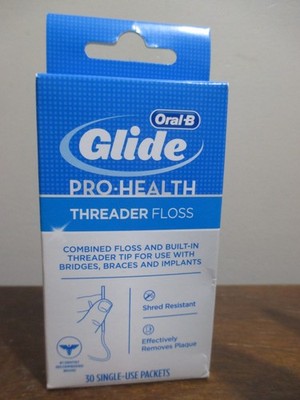 Oral-B Glide Pro-Health Threader Floss 30 Single Use Packets Original