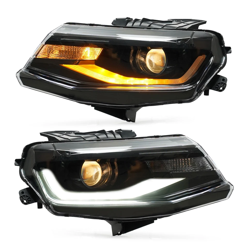 Upgrade Headlights For 2016-2021 Chevy Camaro w/LED DRL w/Bulb Left+Right Pair Foto 3 de 4