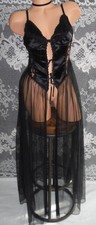 AMAZING 80's FREDERICKS of HOLLYWOOD New Chiffon Negligee Satin/Lace Bodice M/L