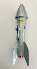 Vintage 1957 Astro Mfg Rocket Space Ship Coin Bank- Berzac Corp - No Key