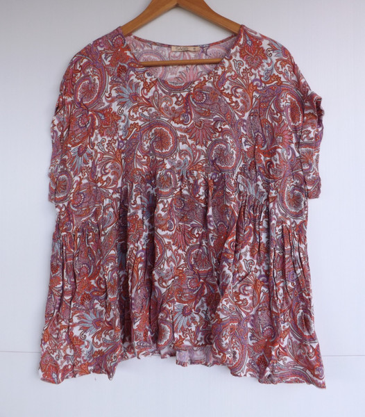 Sass Top 10 Womens Peplum Cuffed Pockets Short Sleeve Pullover Blouse