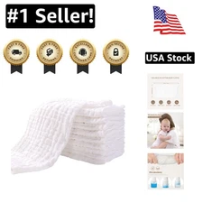 10 Super Soft Organic Cotton Burp Cloths for Boys & Girls - Machine Washable