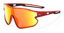 Youth Polarized Sports Sunglasses UV400 Protection, Red Frame, Gold Lens