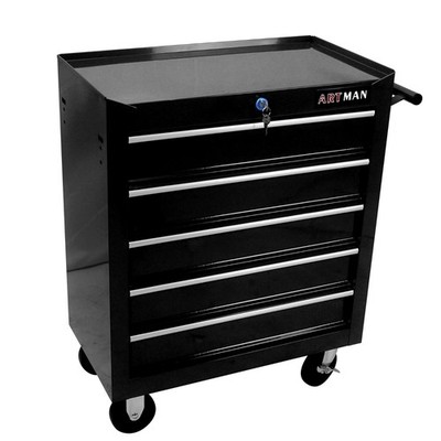 5-Drawer Rolling Tool Cart with Locking Mechanism & Wheels Mobile Tool Cabinet