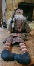 Primitive Folk Art Santa Belsnickle Handmade Doll Sitter Wool Coat Large OOAK