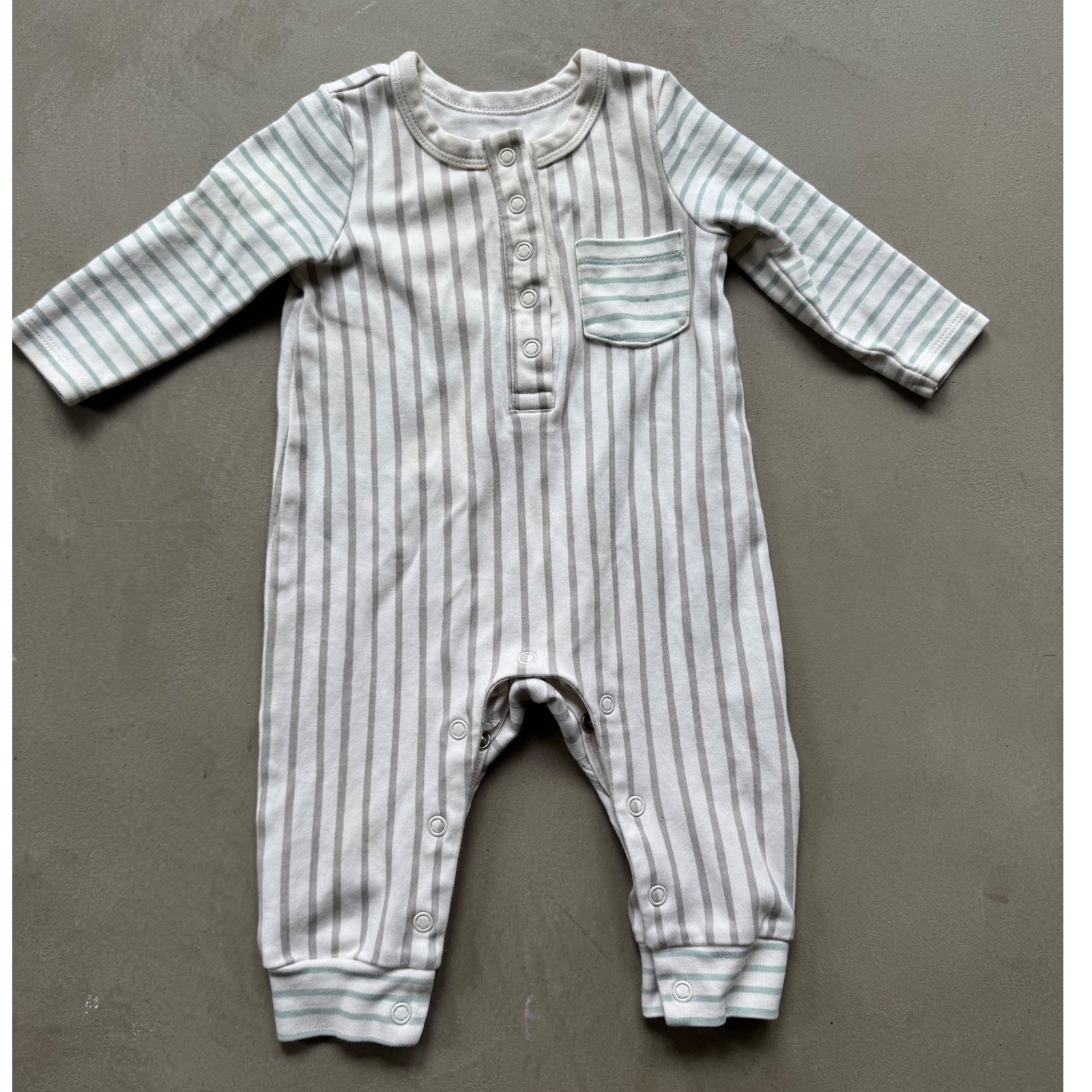 Pehr Baby Striped Romper Organic Cotton Gray White One-Piece Bodysuit